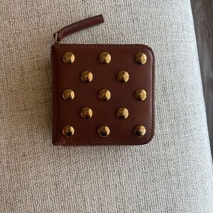 Madewell Brown Wallet with Gold Studs